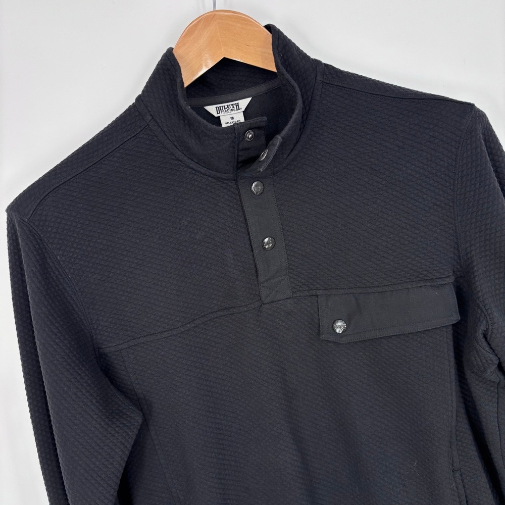 Duluth Trading Co AirLoc Snap Neck Pullover Mens M Black Workwear Sweater